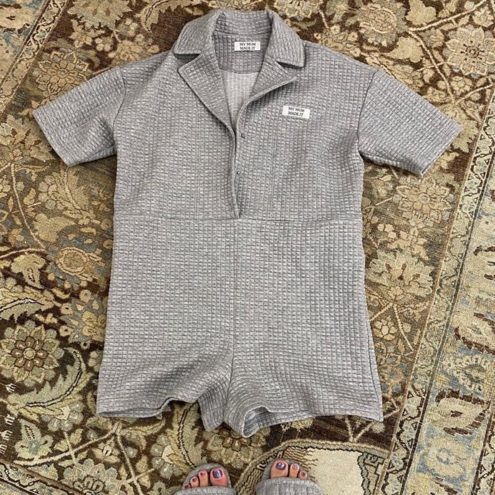 My Mum Made It Grey Quilted Romper M/L